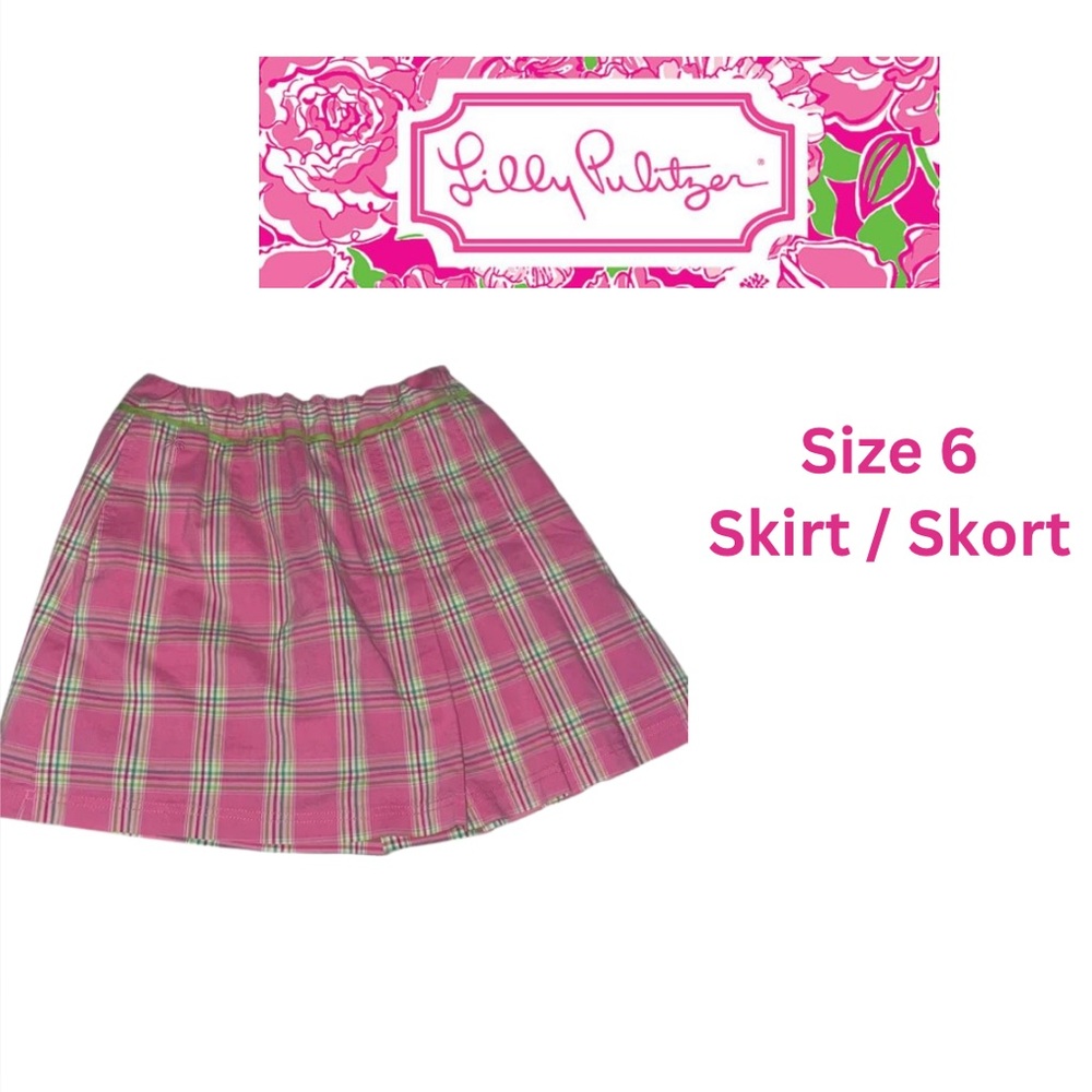 Lilly Pulitzer Sz 6 Partial Pleated Plaid Skort Skirt Golf Clueless Preppy.
